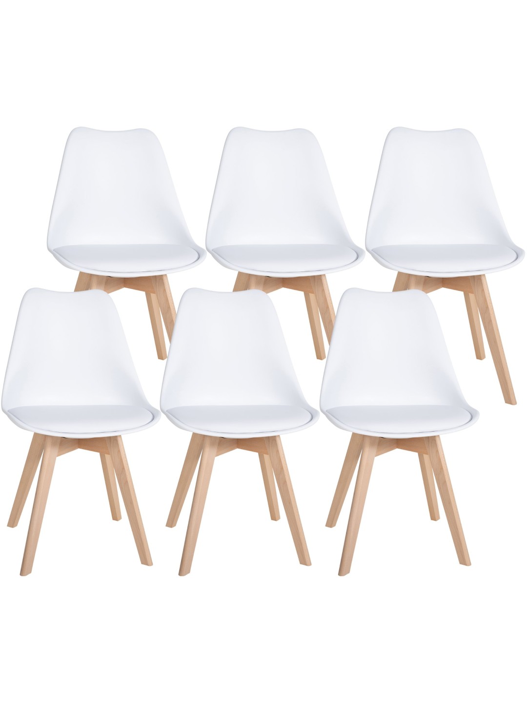 Juego de 6 sillas de comedor Ramsey, blanco