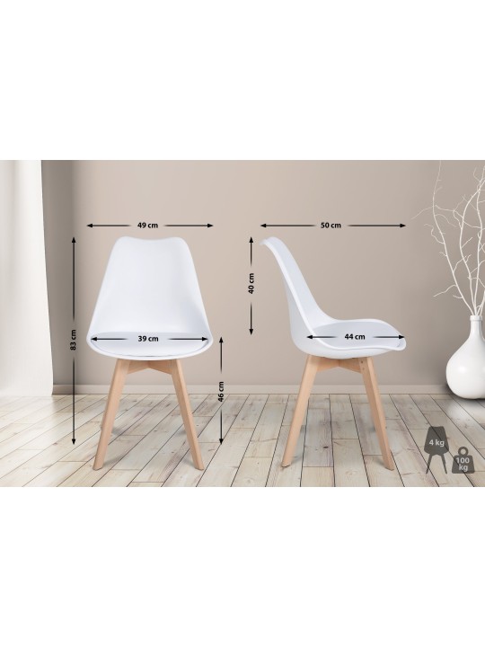 Juego de 6 sillas de comedor Ramsey, blanco