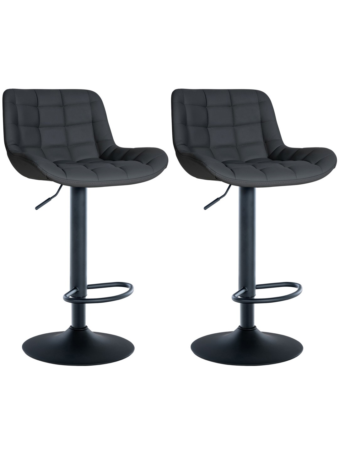 Juego de 2 taburetes de bar Tover de piel sintética, negro