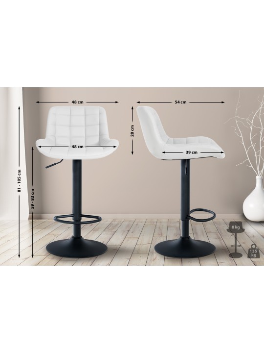 Juego de 2 taburetes de bar Tover de piel sintética, blanco Juego de 2 taburetes de bar Tover de piel sintética, blanco