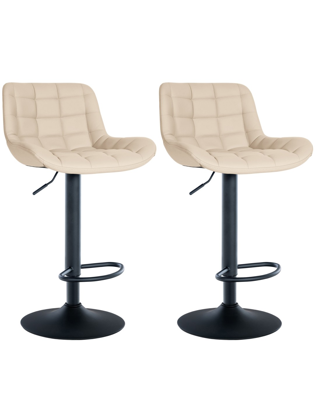 Juego de 2 taburetes de bar Tover de piel sintética, crema