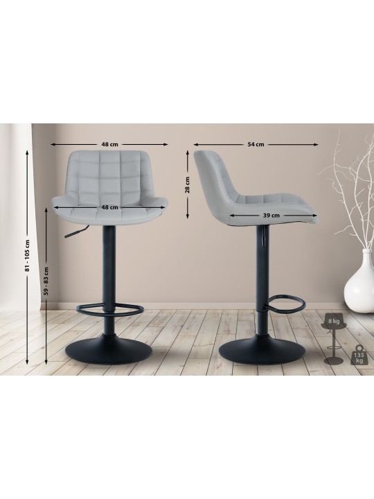 Juego de 2 taburetes de bar Tover de piel sintética, gris Juego de 2 taburetes de bar Tover de piel sintética, gris