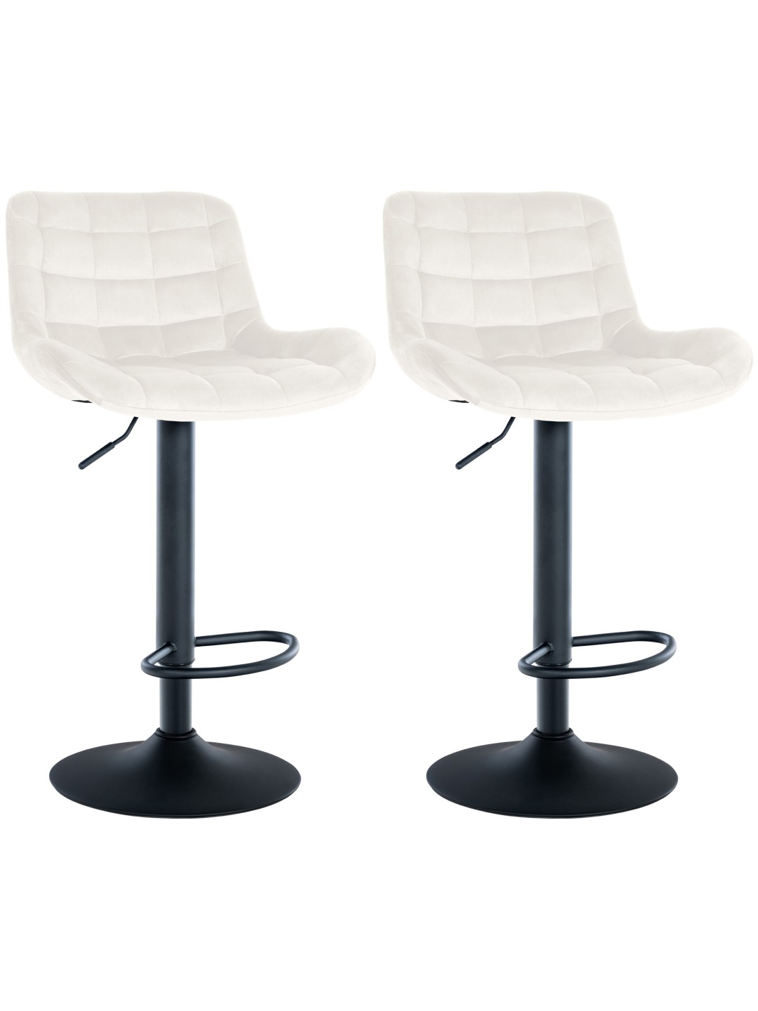Juego de 2 taburetes de bar Tover terciopelo, crema