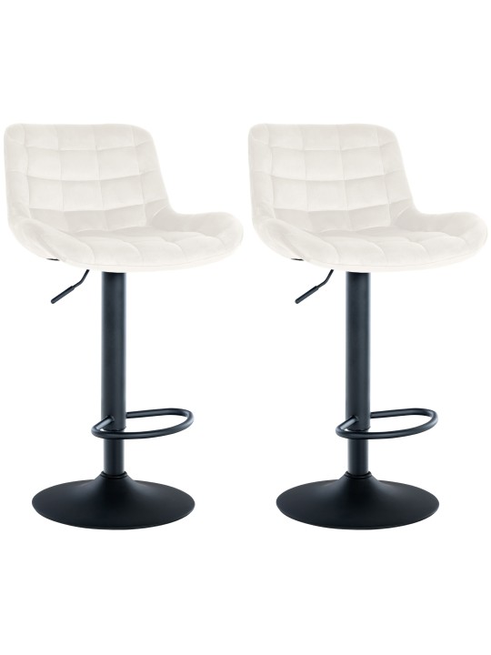 Juego de 2 taburetes de bar Tover terciopelo, crema