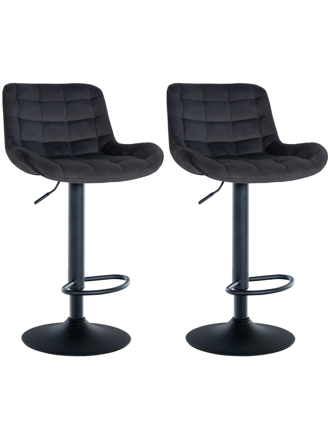 Juego de 2 taburetes de bar Tover terciopelo, negro
