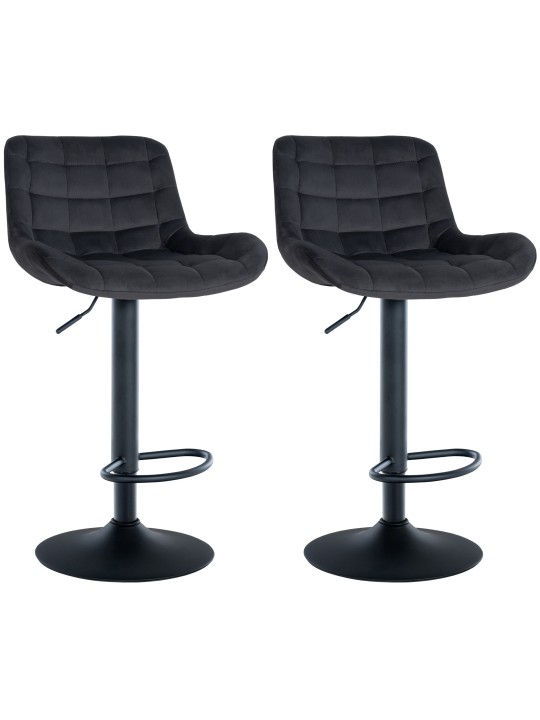 Juego de 2 taburetes de bar Tover terciopelo, negro