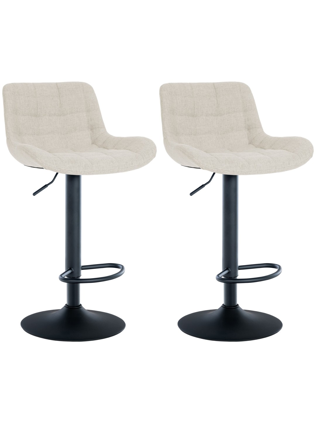 Juego de 2 taburetes de bar tela Tover, crema