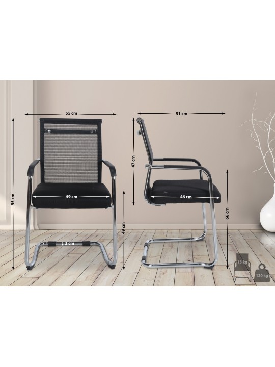 Juego de 2 sillas de visita Denny, cromo