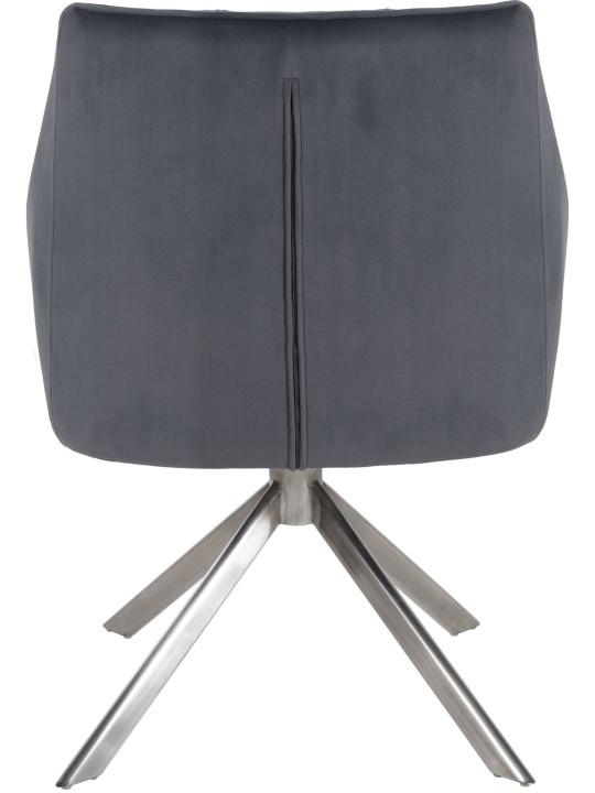 Silla de comedor Columpio terciopelo acero inoxidable, gris oscuro