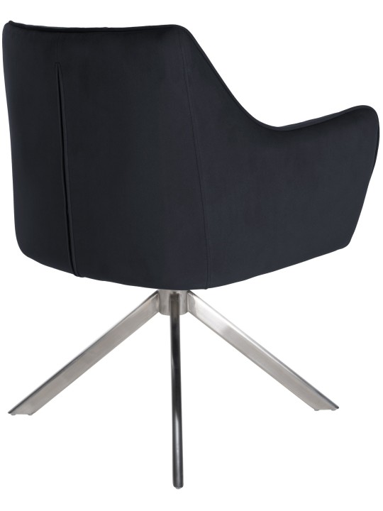 Silla de comedor Columpio terciopelo acero inoxidable, negro
