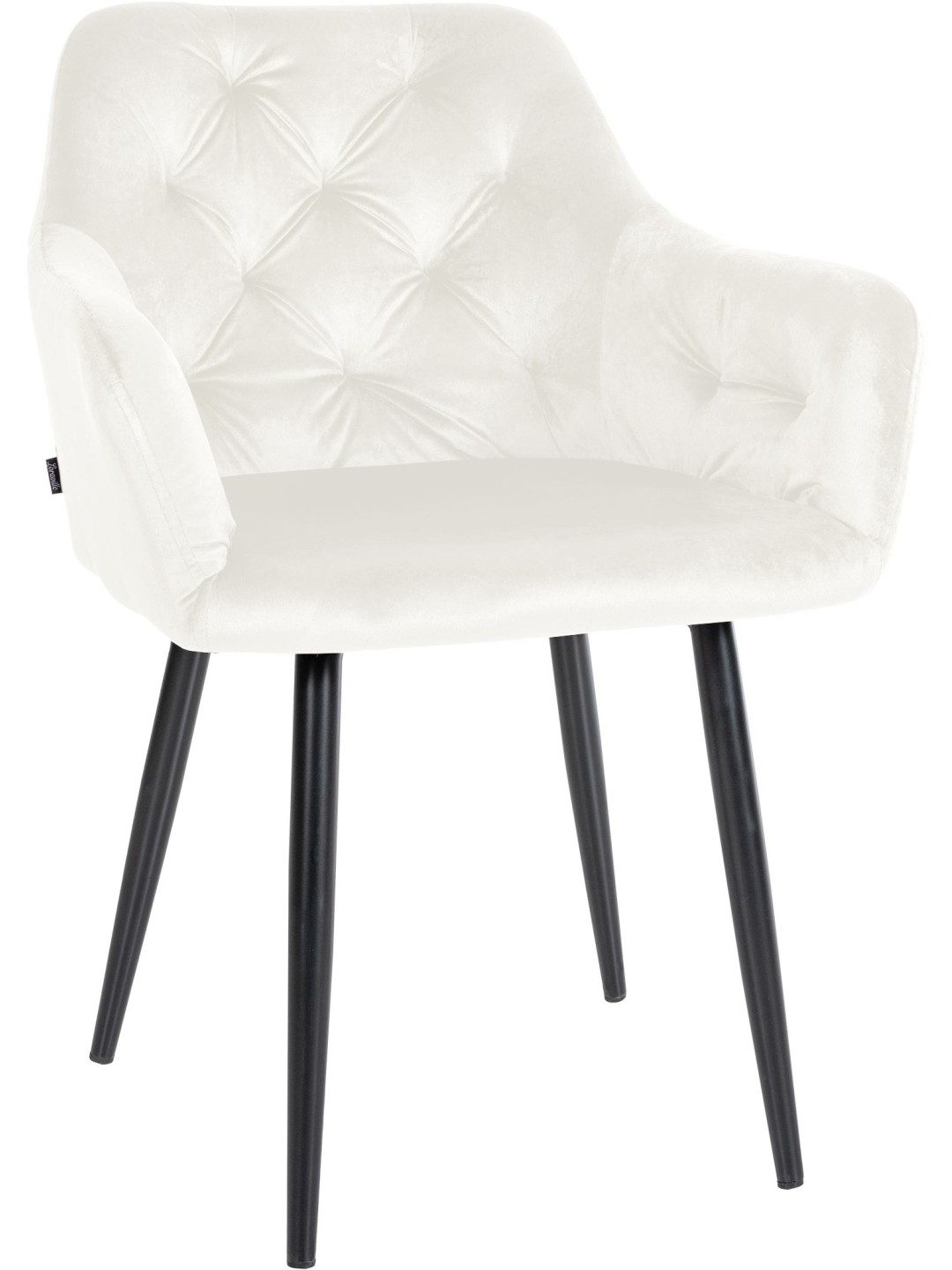 Silla de comedor de terciopelo Stanley, crema