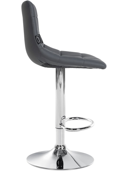 Juego de 2 taburetes de bar Jerry polipiel cromado, gris