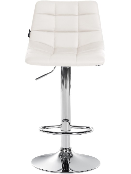 Juego de 2 taburetes de bar Jerry polipiel cromado, blanco