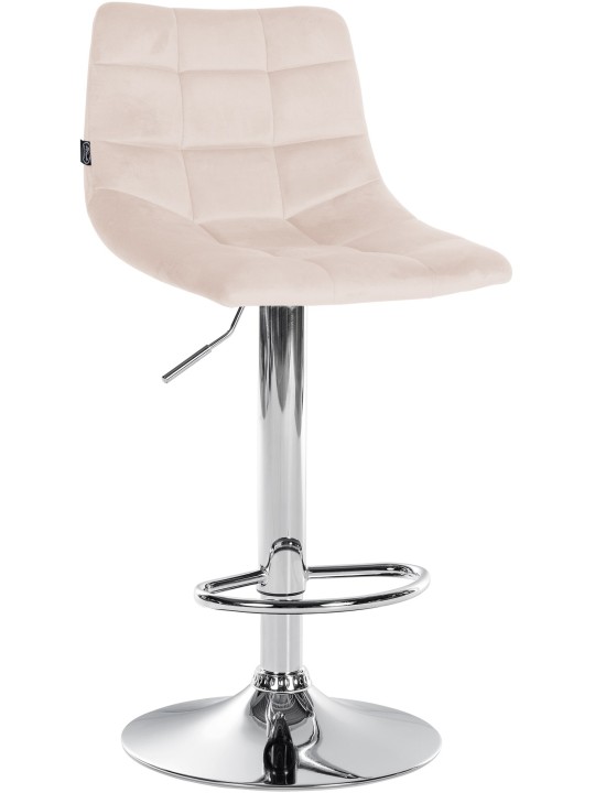 Juego de 2 taburetes de bar Jerry terciopelo cromado, beige