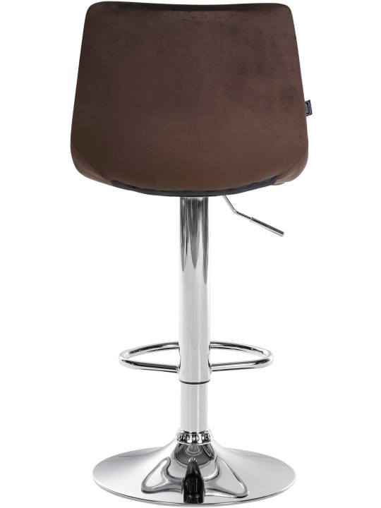 Juego de 2 taburetes de bar Jerry terciopelo cromado, marrón
