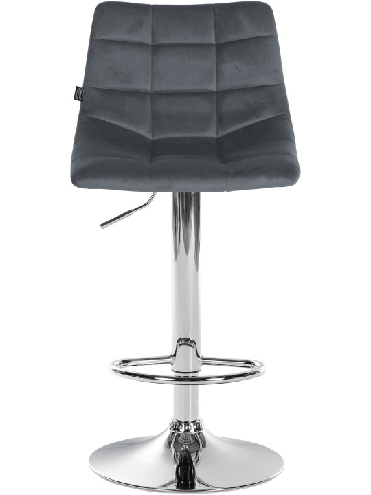 Juego de 2 taburetes de bar Jerry terciopelo cromado, gris oscuro Juego de 2 taburetes de bar Jerry terciopelo cromado, gris oscuro