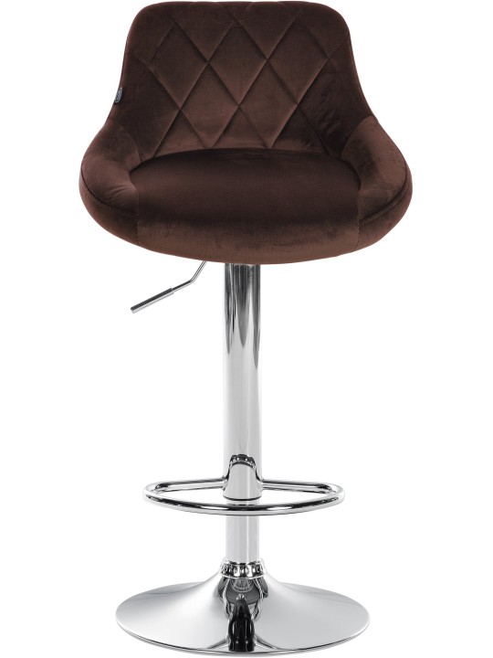 Juego de 2 taburetes de bar Lazio terciopelo cromado, marrón Juego de 2 taburetes de bar Lazio terciopelo cromado, marrón
