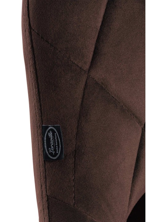 Juego de 2 taburetes de bar Lazio terciopelo cromado, marrón Juego de 2 taburetes de bar Lazio terciopelo cromado, marrón