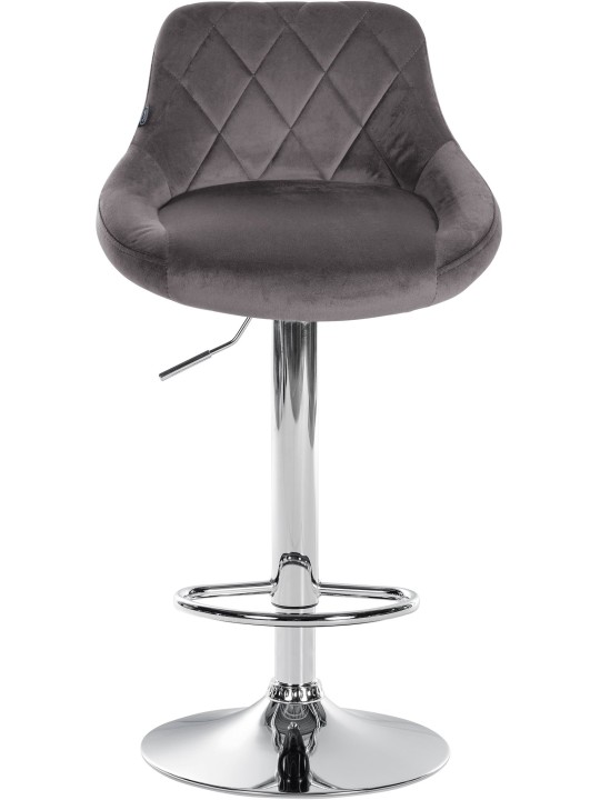 Juego de 2 taburetes de bar Lazio terciopelo cromado, gris Juego de 2 taburetes de bar Lazio terciopelo cromado, gris