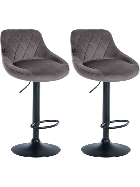 Juego de 2 taburetes de bar Lazio terciopelo, gris Juego de 2 taburetes de bar Lazio terciopelo, gris