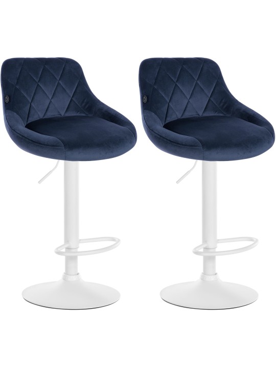Juego de 2 taburetes de bar Lazio terciopelo, azul Juego de 2 taburetes de bar Lazio terciopelo, azul