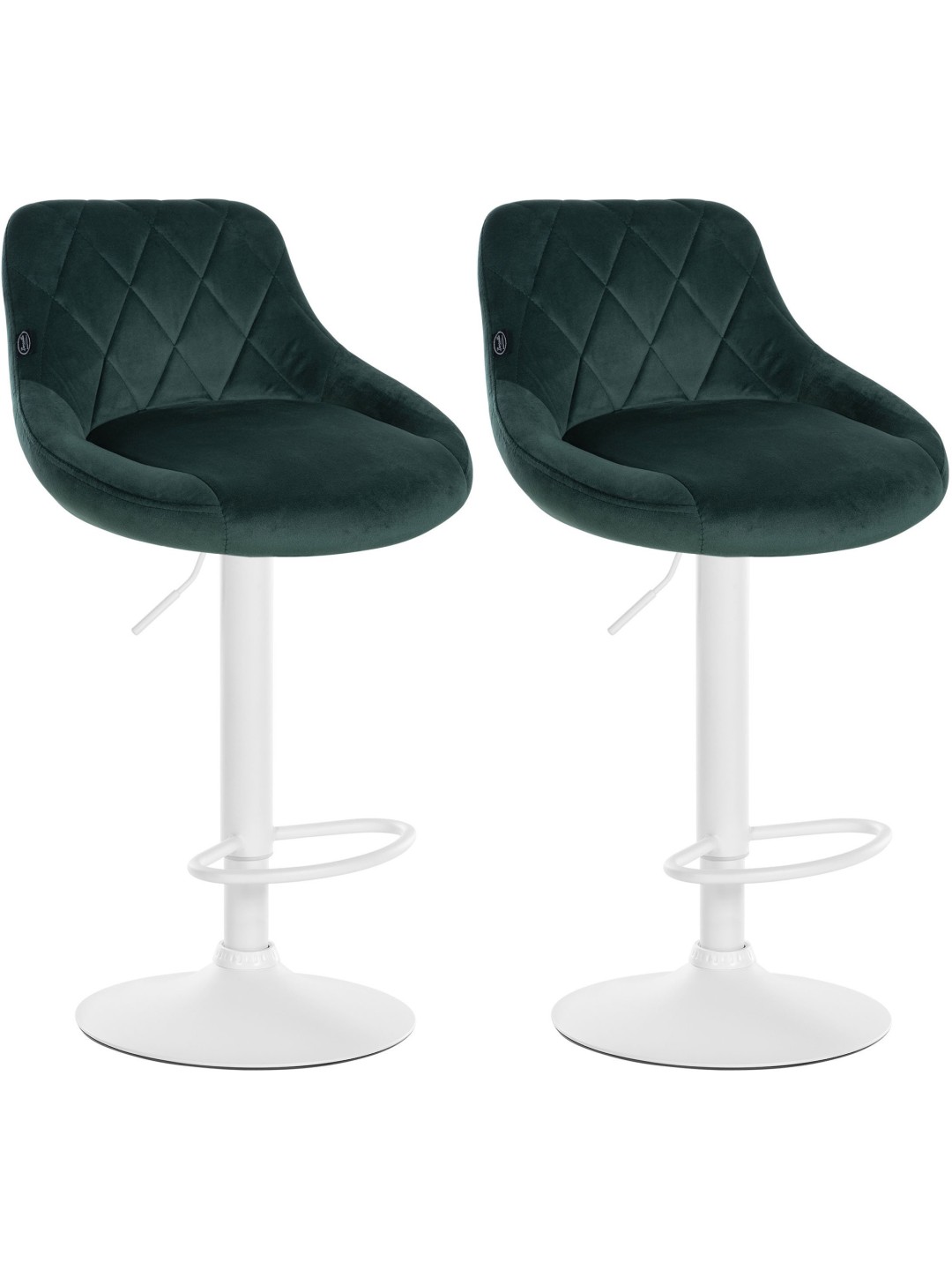 Juego de 2 taburetes de bar Lazio terciopelo, verde oscuro
