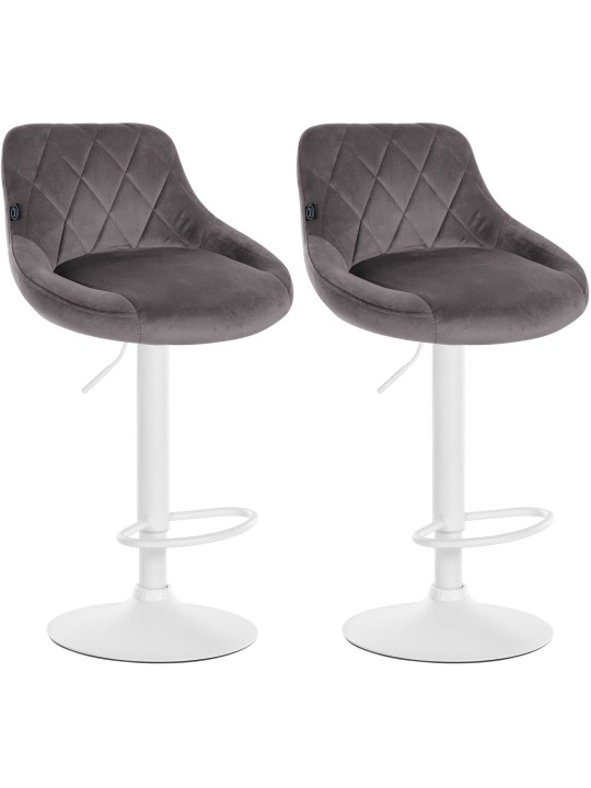 Juego de 2 taburetes de bar Lazio terciopelo, gris Juego de 2 taburetes de bar Lazio terciopelo, gris