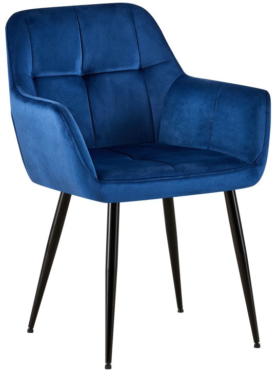 Silla de visita Emia terciopelo, azul