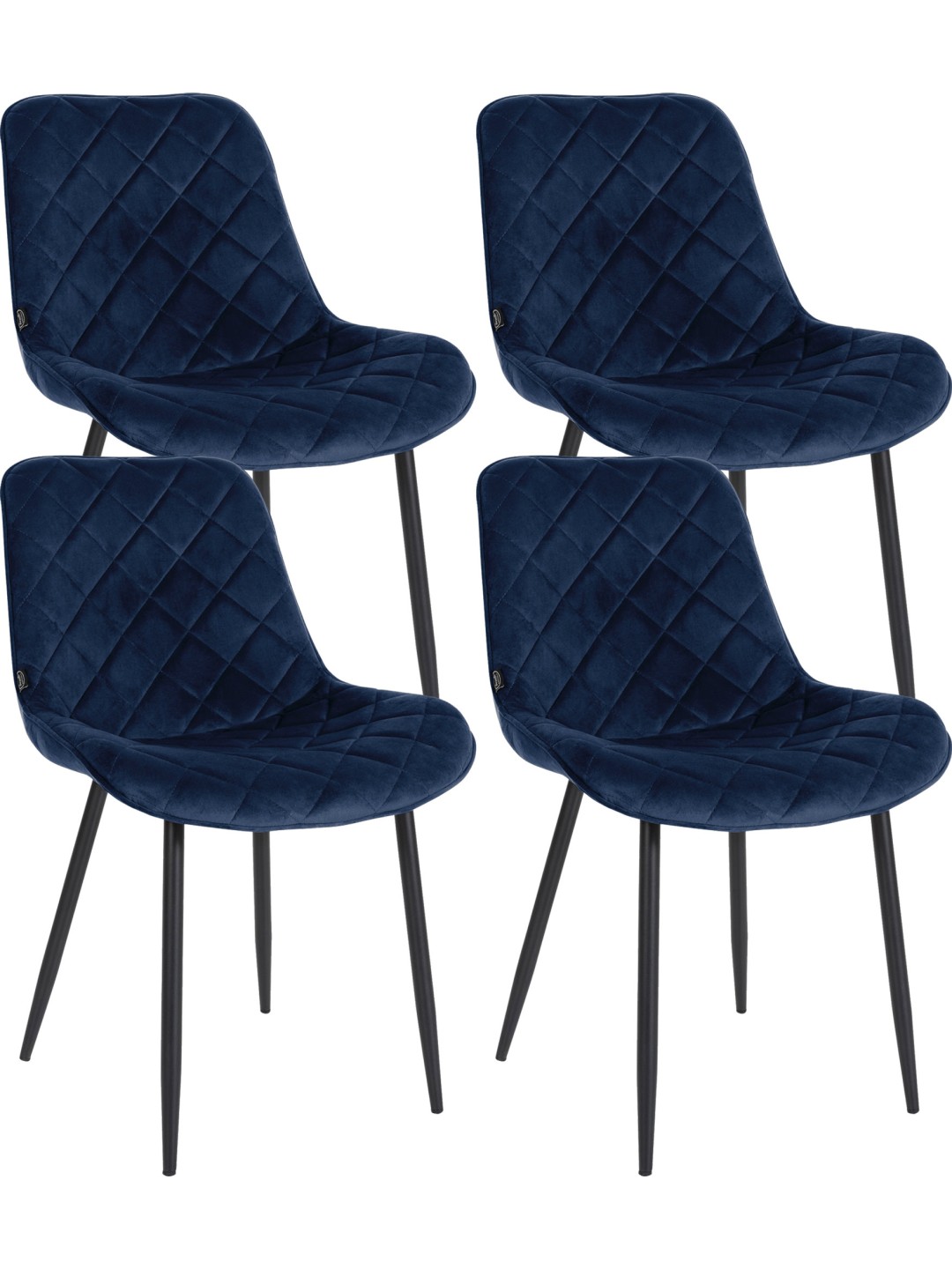 Conjunto de 4 Sillas Muelles Terciopelo, azul