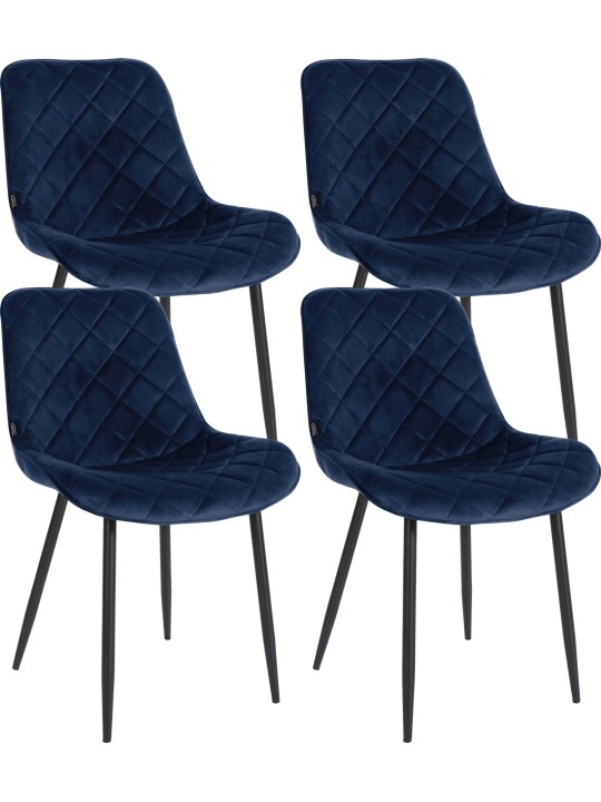 Conjunto de 4 Sillas Muelles Terciopelo, azul Conjunto de 4 Sillas Muelles Terciopelo, azul