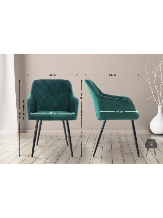 Silla de comedor Shila terciopelo, verde