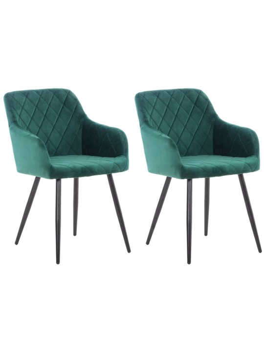 Juego de 2 sillas de comedor Shila terciopelo, verde Juego de 2 sillas de comedor Shila terciopelo, verde