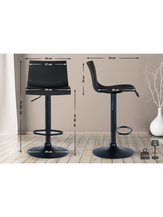 Taburete de bar Branford plástico, negro
