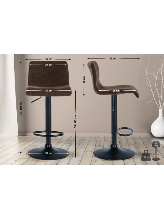 Taburete de bar tela Branford, marrón Taburete de bar tela Branford, marrón
