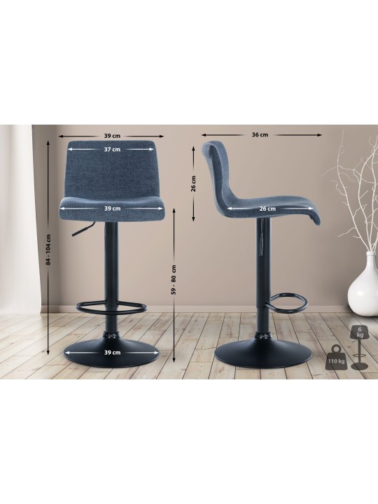 Taburete de bar tela Branford, azul Taburete de bar tela Branford, azul