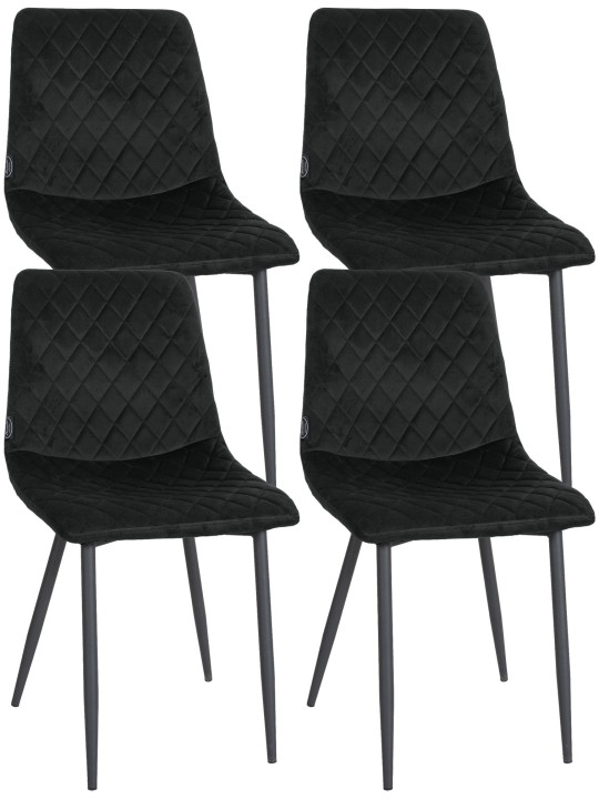 Conjunto 4 sillas Telde terciopelo, negro