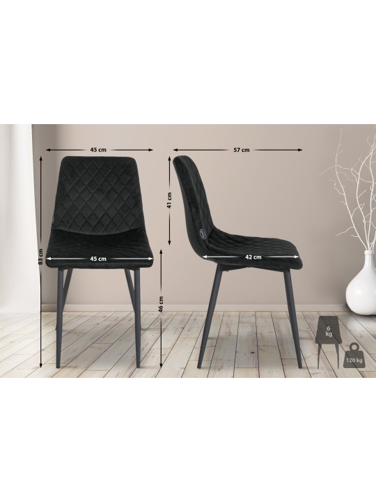 Conjunto 4 sillas Telde terciopelo, negro