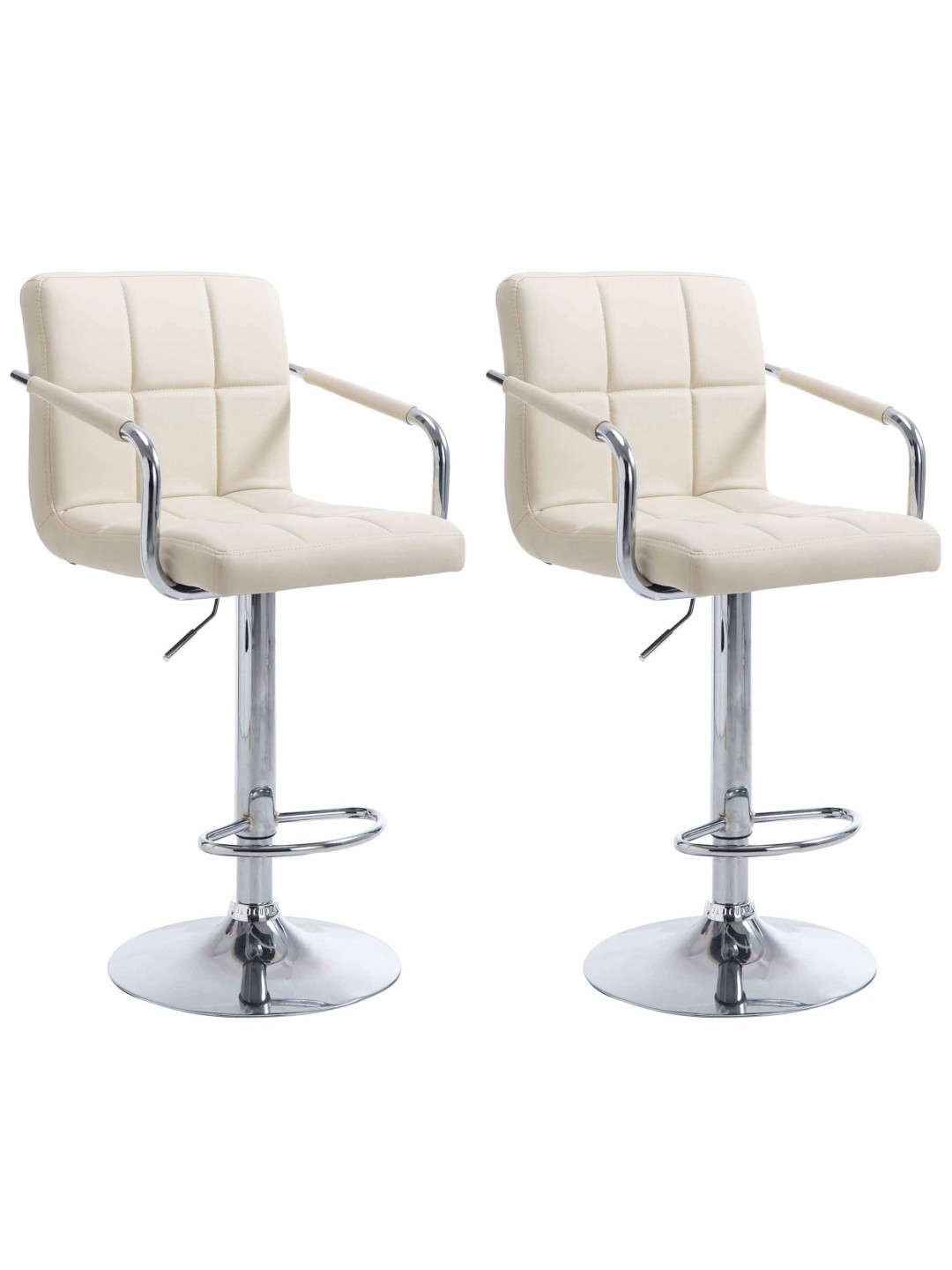 Juego de 2 taburetes de bar Lucy V2 cromados, crema
