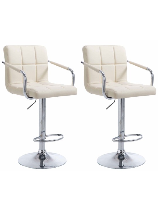 Juego de 2 taburetes de bar Lucy V2 cromados, crema Juego de 2 taburetes de bar Lucy V2 cromados, crema