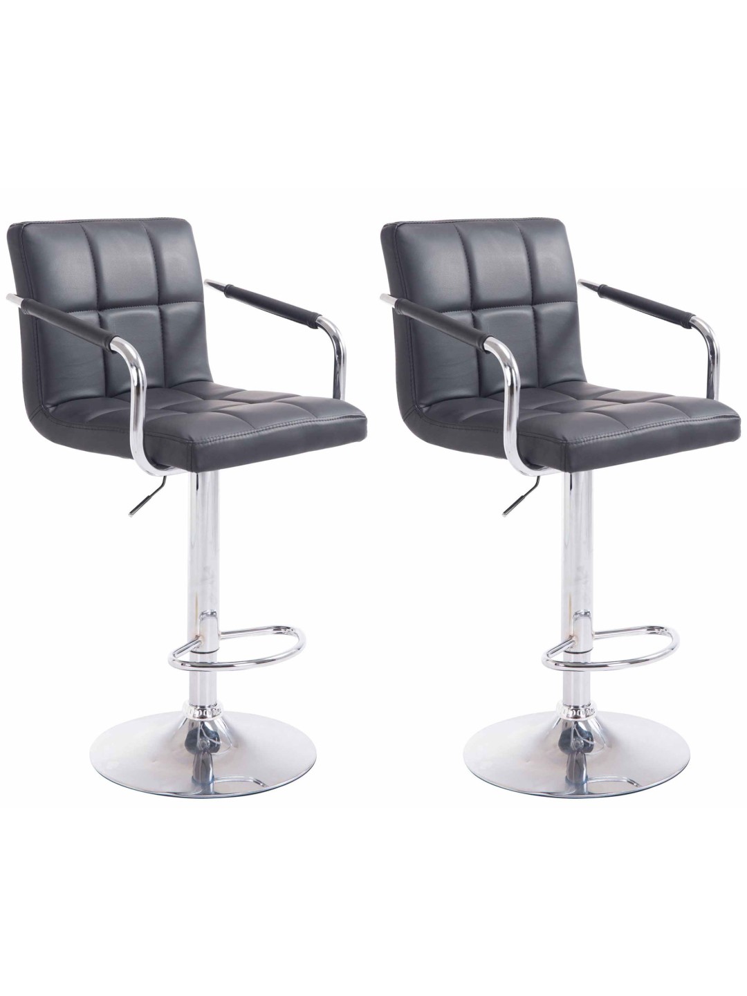 Juego de 2 taburetes de bar Lucy V2 cromados, negro