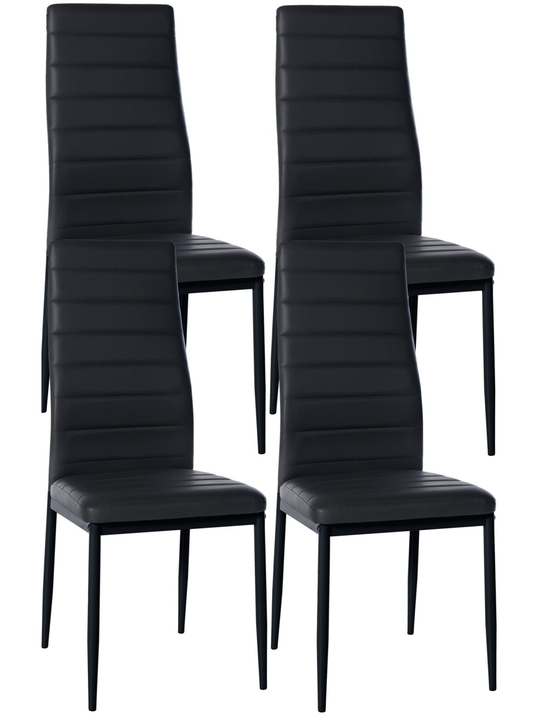 Juego de 4 sillas de comedor Mayfair de piel sintética, negro