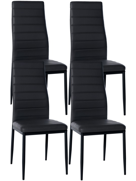 Juego de 4 sillas de comedor Mayfair de piel sintética, negro