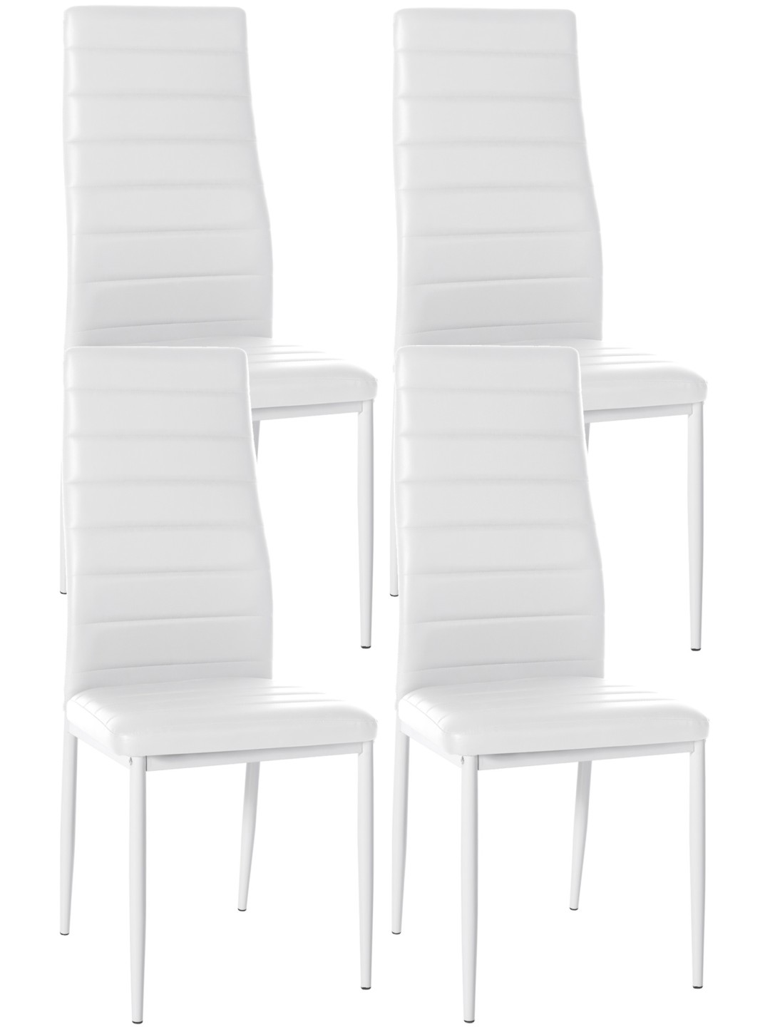 Juego de 4 sillas de comedor Mayfair de piel sintética, blanco