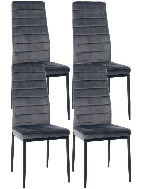 Juego de 4 sillas de comedor Mayfair terciopelo, gris Juego de 4 sillas de comedor Mayfair terciopelo, gris