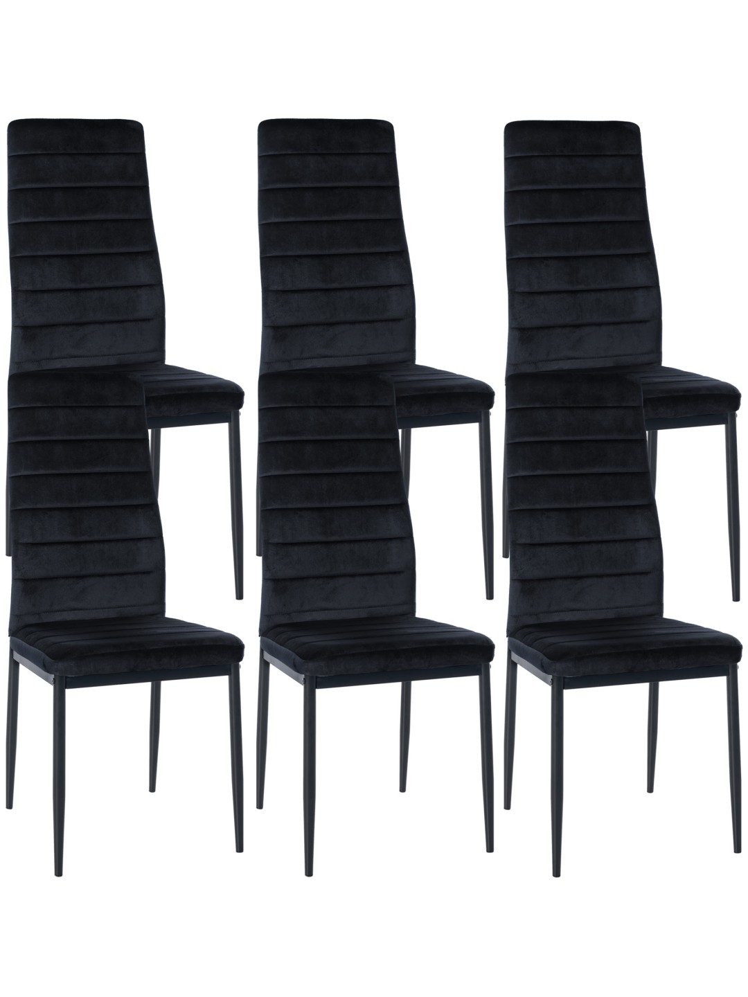 Juego de 6 sillas de comedor Mayfair terciopelo, negro