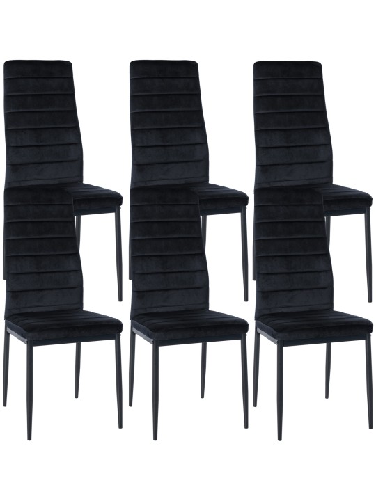 Juego de 6 sillas de comedor Mayfair terciopelo, negro