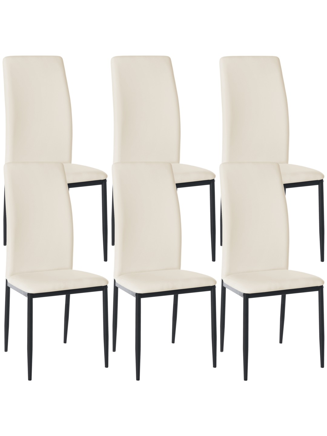 Juego de 6 sillas de comedor Savino piel sintética, crema