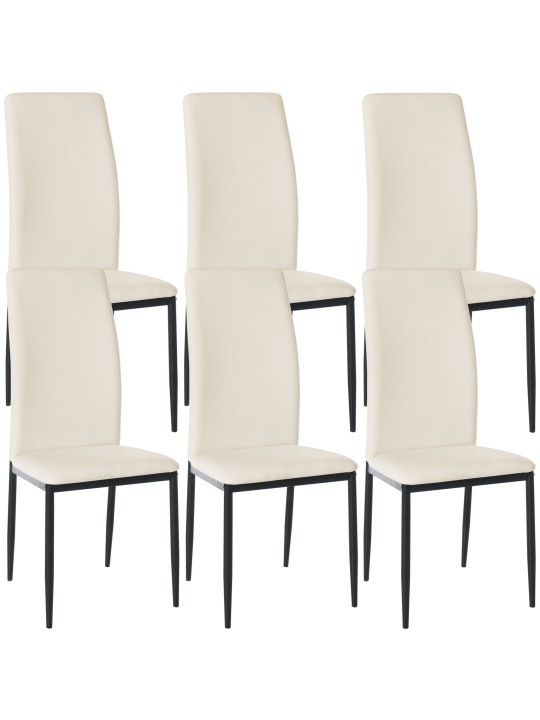 Juego de 6 sillas de comedor Savino piel sintética, crema Juego de 6 sillas de comedor Savino piel sintética, crema