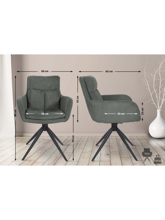 Silla de comedor Vilas tela, gris Silla de comedor Vilas tela, gris