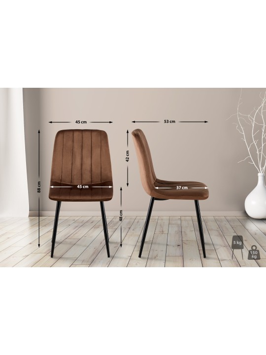 Silla Dijon terciopelo, marrón Silla Dijon terciopelo, marrón